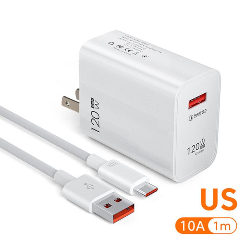 USB Charger GaN Fast Charging QC3.0 USB C Type C Cable Mobile Phone Charger Adapters For iPhone Samsung Xiaomi EU/US Plug