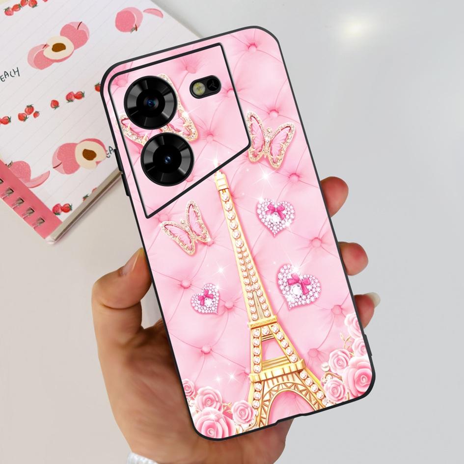 For Tecno Pova 5 2023 Case LH7n Fashion Butterly Flower Soft Silicone Phone Back Cover For Tecno Pova 5 4G Funda On Pova5 Bumper