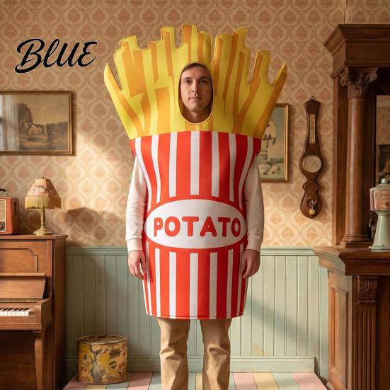 Unisex Food Outfit Adults Fast Costume Hot Dog Hamburger French Fries Dress-Up Costume Cosplay Dress Up for Halloween Holiday Party Women Attire