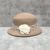 Lace Flower Ornament Textured Top Hat Socialite Woolen Hat Temperament Warm Bucket Hat