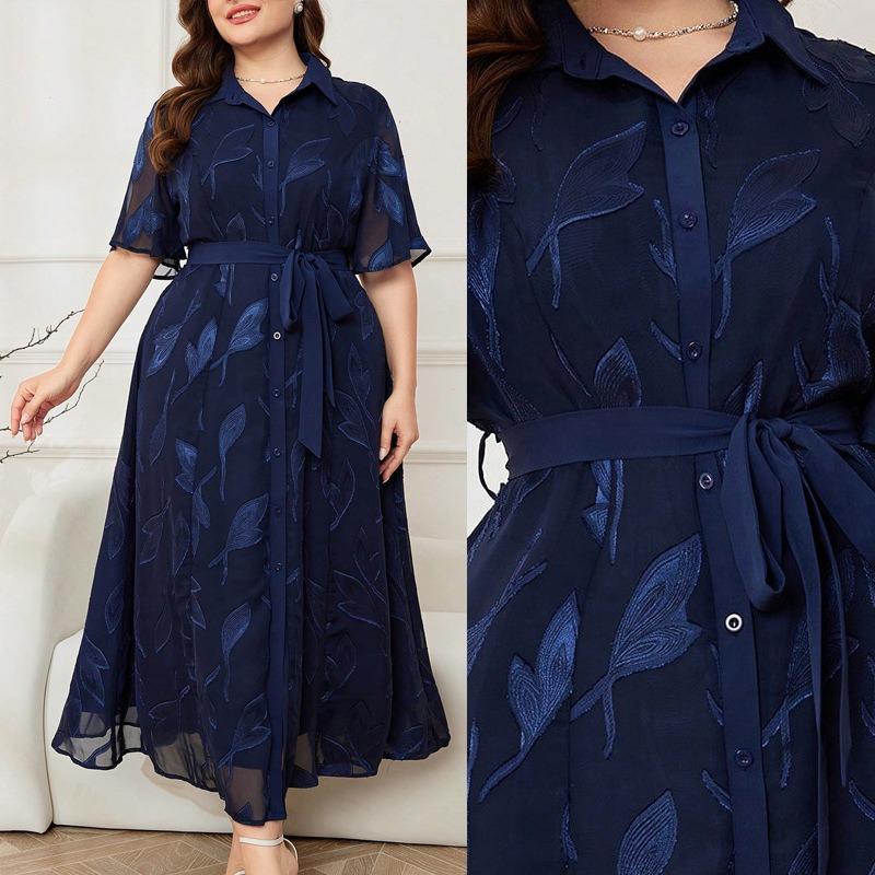 Elegant Waist Cinching Lace Up French Style Mid Length Dress For Women