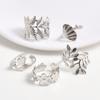 1/6pcs Plant Ring Ginkgo Leaf Tulip Flower Stainless Steel Open Adjustable Rings For Women Men Jewelry Personality Ring Anillos