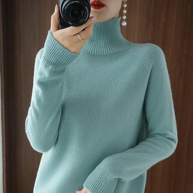 Turtleneck Cashmere Sweater Women Winter Cashmere Jumpers Knit Female Long Sleeve Thick Loose Pullover