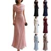 Women’s Neckline Maxi Dress Elegant Long Evening Gown Sleeveless Formal Party Wear Floor Length