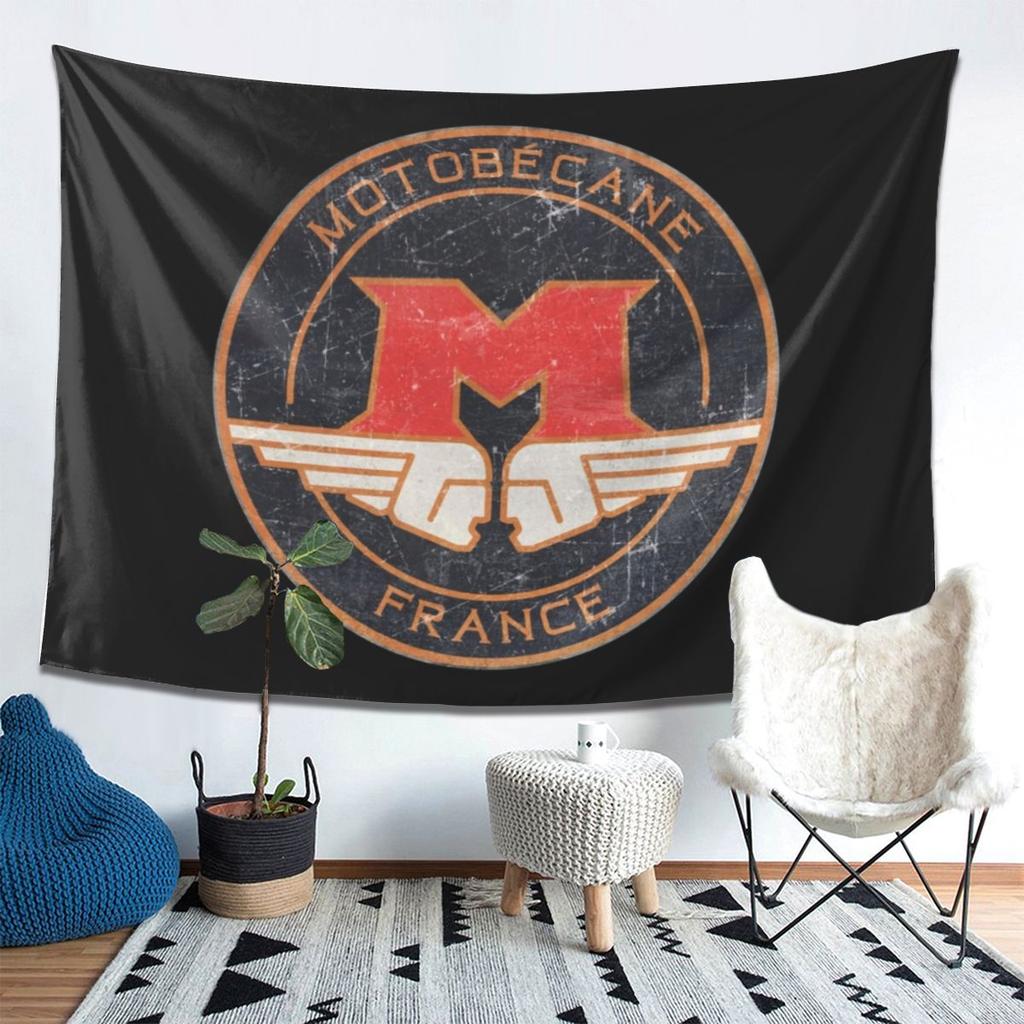 MOTOBECANE Retro Badge Tapestry Decor Art Aesthetic Tapestries for Living Room Bedroom Home Wall Cloth Wall Hanging