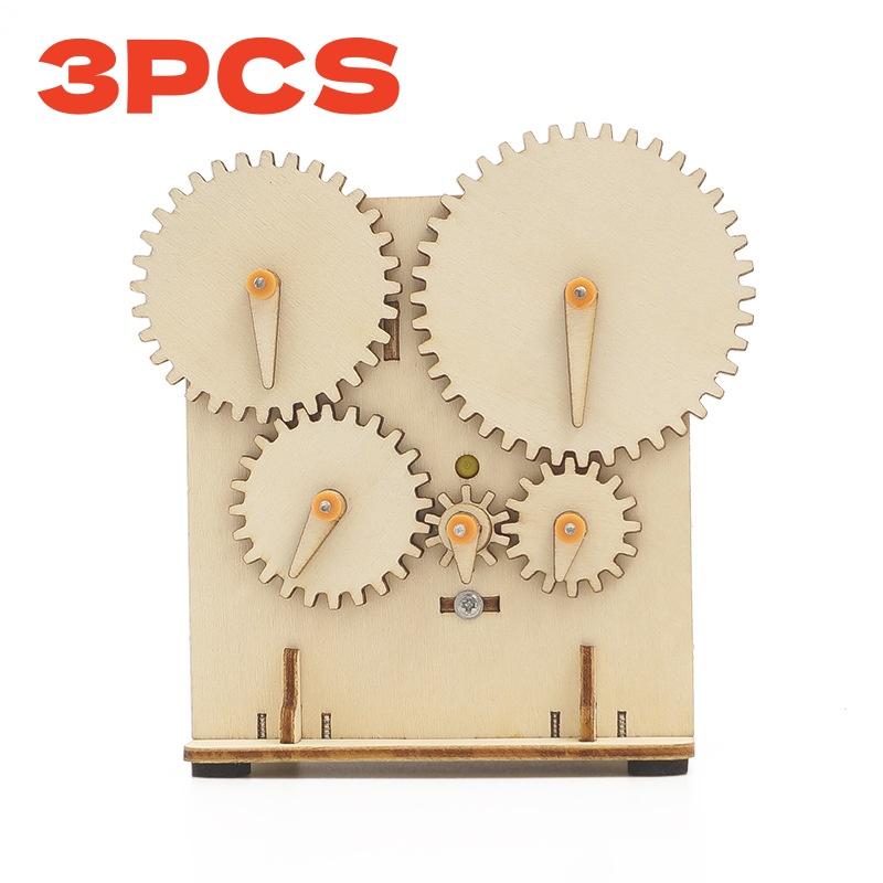 Stem  Wooden Mechanical Gear Diy 3D Puzzle Science Stem Model Building Kits Laser Cutting Action By Clockwork Gift Toys For Kid