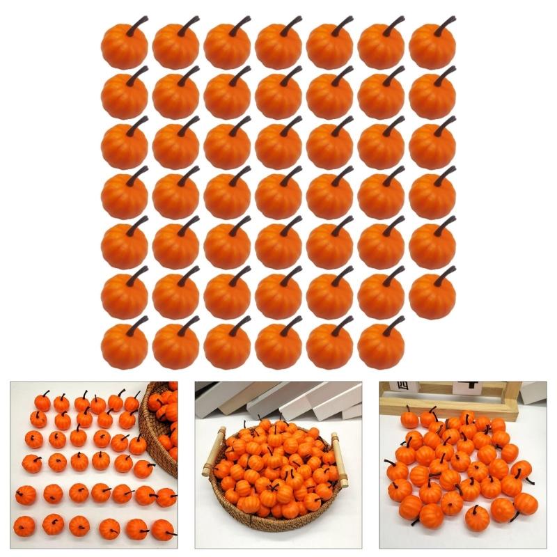 48Pcs 25mm Small Simulated Pumpkins Autumn Harvest Festival Decoration For Halloween Wedding Thanksgiving Decoration