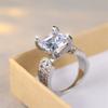 Princess Cut Crystal Big Square Stone Rings For Women Trendy Silver Color White Zircon Wedding Band Engagement  Gifts