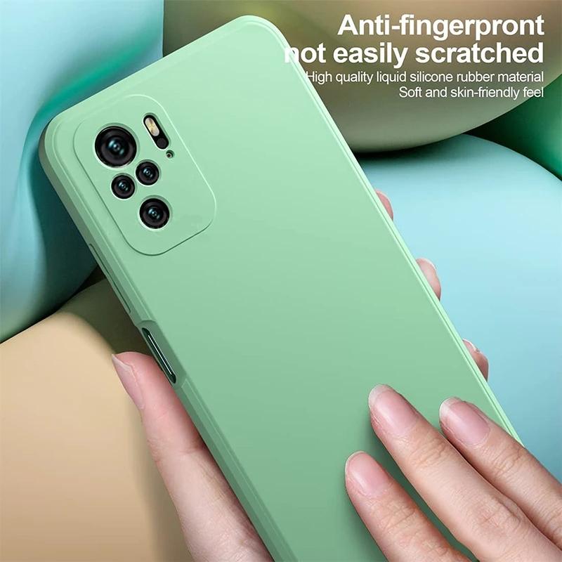 Capa de Silicone Líquido com Toque de Pele Para Xiaomi Redmi Note 12 11 10 Pro 11S 10S A1 10C 10A 9T Poco X4 X3 NFC M4 M3 Pro 4G 5G Capa Quadrada Macia à Prova de Choque
