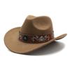Western Cowboy Hat Retro Jazz Hat Woolen Top Hat Cowboy Felt Hat Retro Hat Ethnic Cowboy Hat Felt Hat