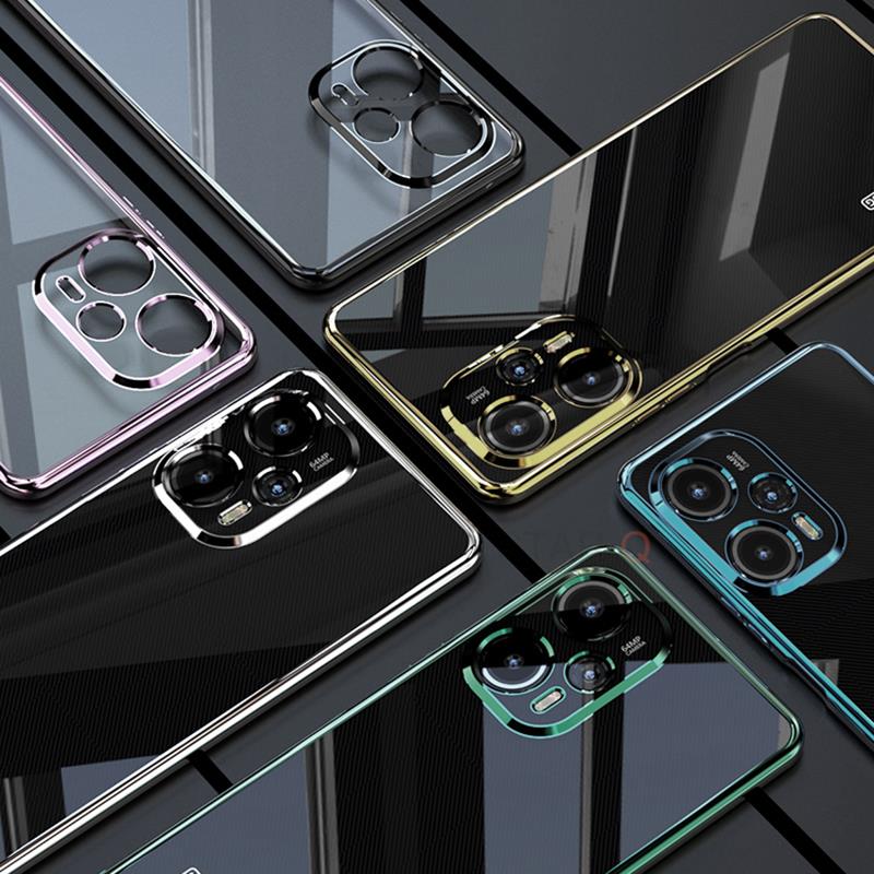 Capa transparente de silicone macio Pocof5 F5pro Luxury Plating Bumper para Xiaomi Mi Poco F5 Pro 5g F4 F3 X4 Gt Poko F 5