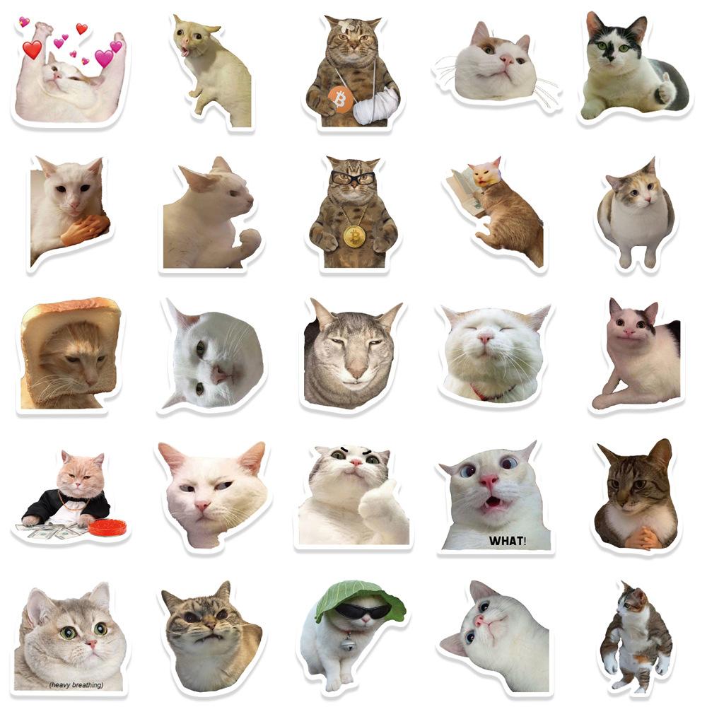 50PCS Kawaii Love Cat PVC Sticker Aesthetic Children's Korean Decoration Scrapbooking Stationery School Supplies for Kids