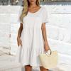 Women's Casual Fashion Round Neck Short Sleeve Color Cake Skirt