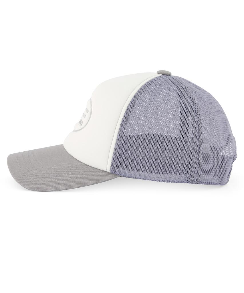 Eondeokeonteulol Summer Mesh Sunblock Logo Color Block Ball Cap Unisex Baseball Cap Uc Circle / Mesh Trucker B B / P Grey
