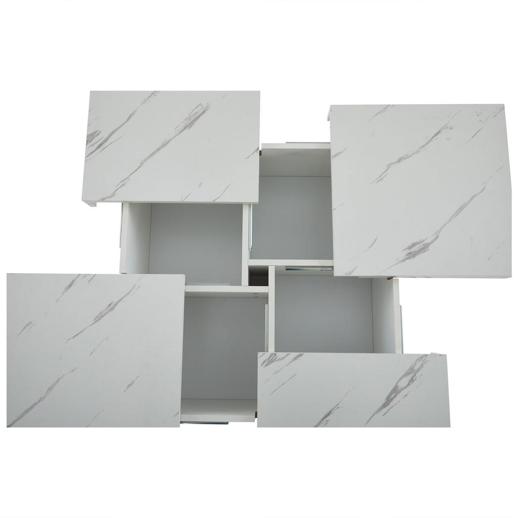 Coffee Table Modern Extendable, Creative Sofa Table Coffee Table with Hidden Storage Compartment, Center Table Living Room Office Bedroom, Marble Look