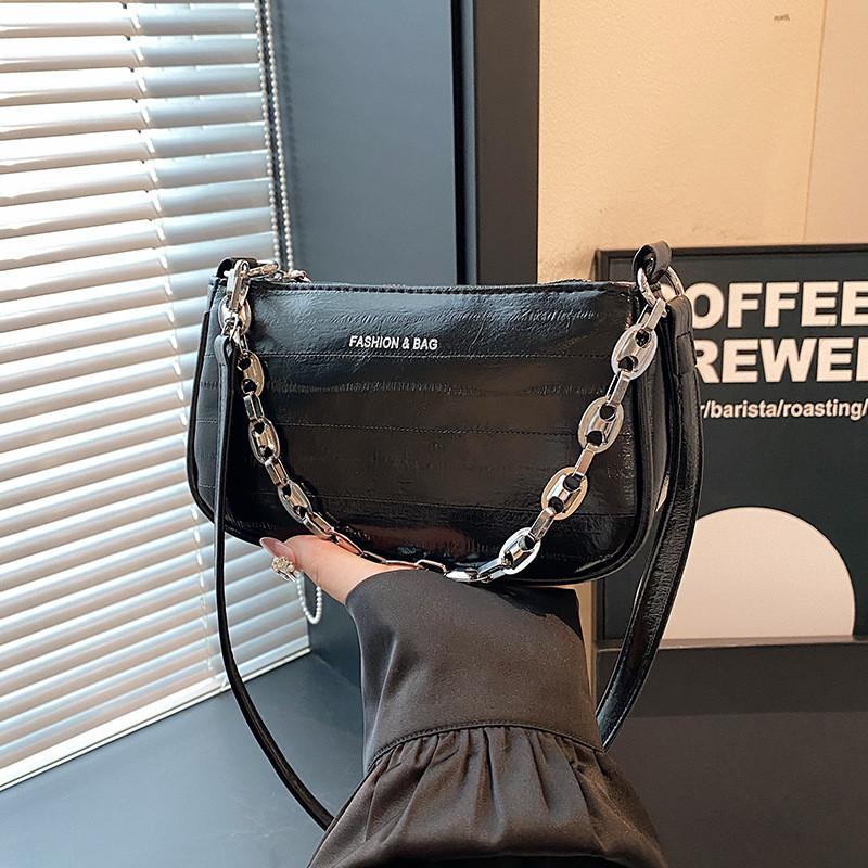 Trendy Small Crossbody Bag For Women In Black White And Silver With Chic Design
