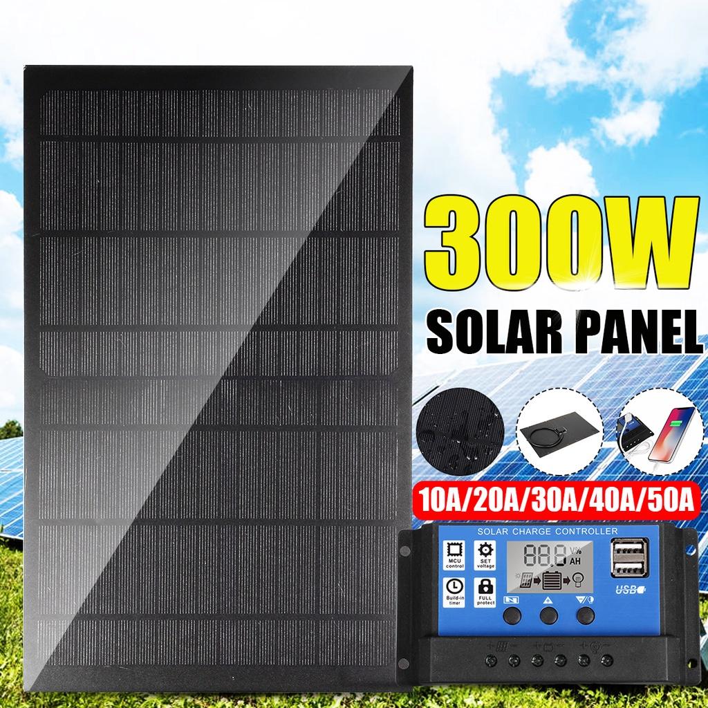 300W USB Charging Solar Cell Board Controller Waterproof Solar Cells 12V for Phone RV Car 345x210mm Portable Solar Panel Kit