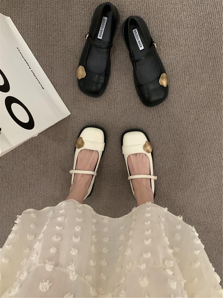 Design Sense Niche French Mary Jane Shoes Women's Shoes Summer and Autumn British Versatile Black Small Leather Shoes with Skirt Single Shoes