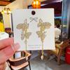 Temperament Sweet Silver Needle Earrings High Sense New Earrings Female Luxury Full Drill Long Butterfly Tassel Earrings.
