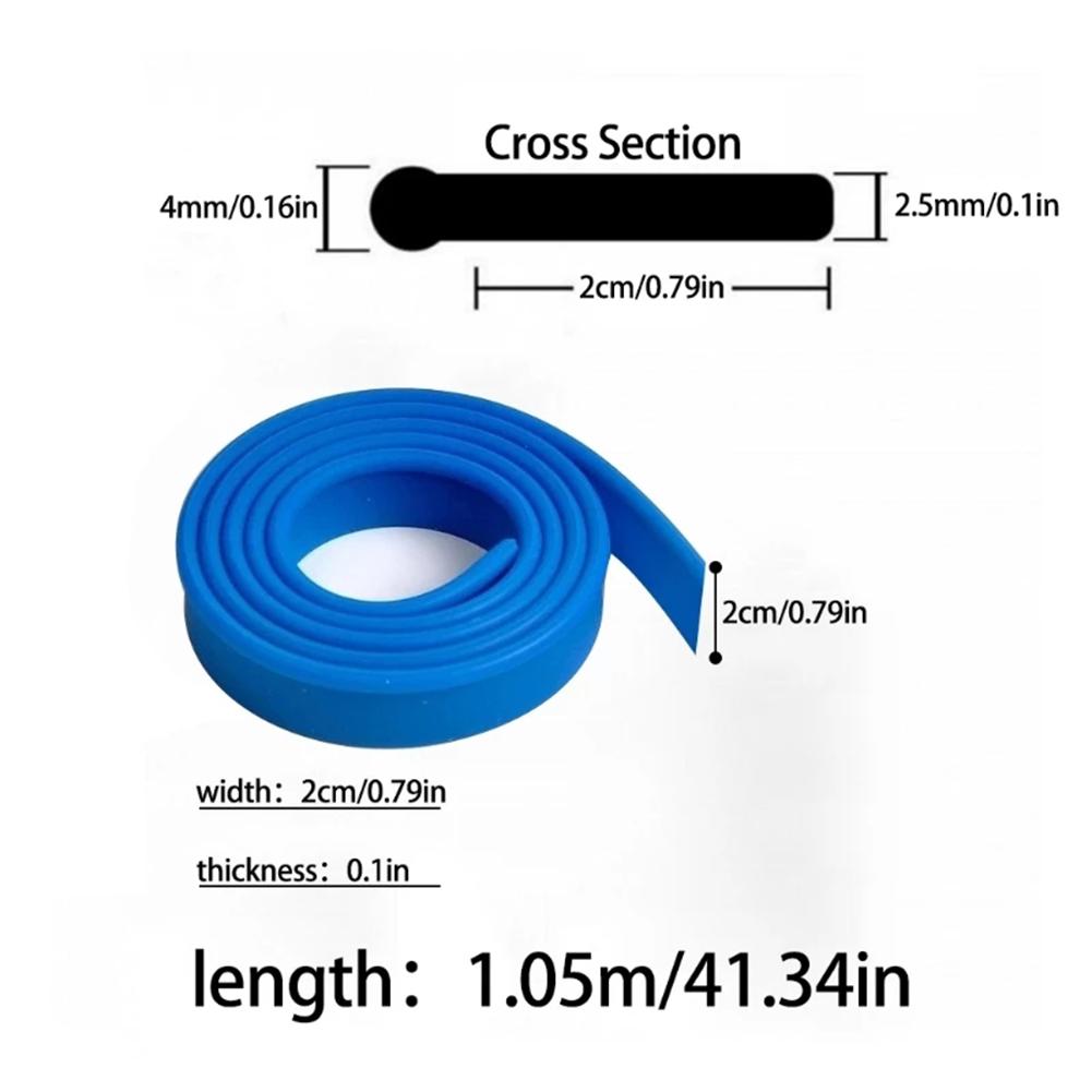 Indoor And Outdoor Squeegee Rubber 41x0. 79x0.16in Black/Blue Rubber Cleaning Tool Part High Quality Multipurpose