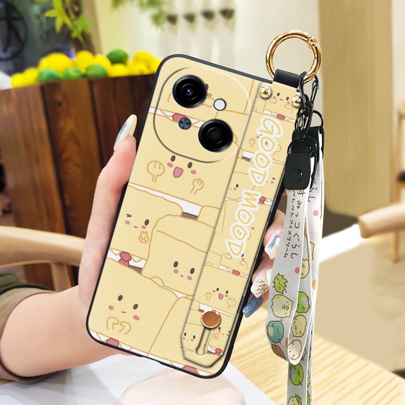 Coque de téléphone étanche avec béquille pour Tecno POP9 4G/Spark GO 1/KL4 Anneau Dragonne en silicone Étui souple Support de téléphone mignon