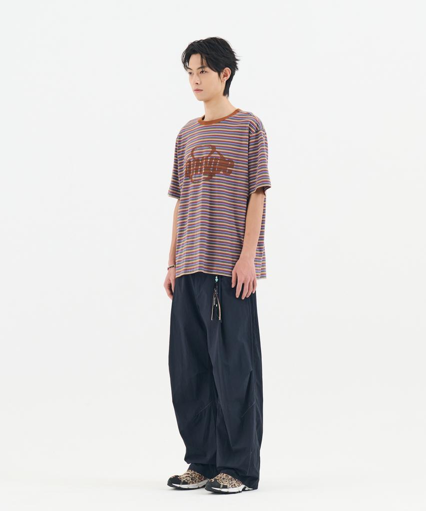 Nontai Striped Logo Graphic T-Shirt (Brown)