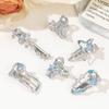 New Alloy Blue Star Clip Simple Girl Five-Pointed Star Silver Metal Duckbill Clip Hair Accessories