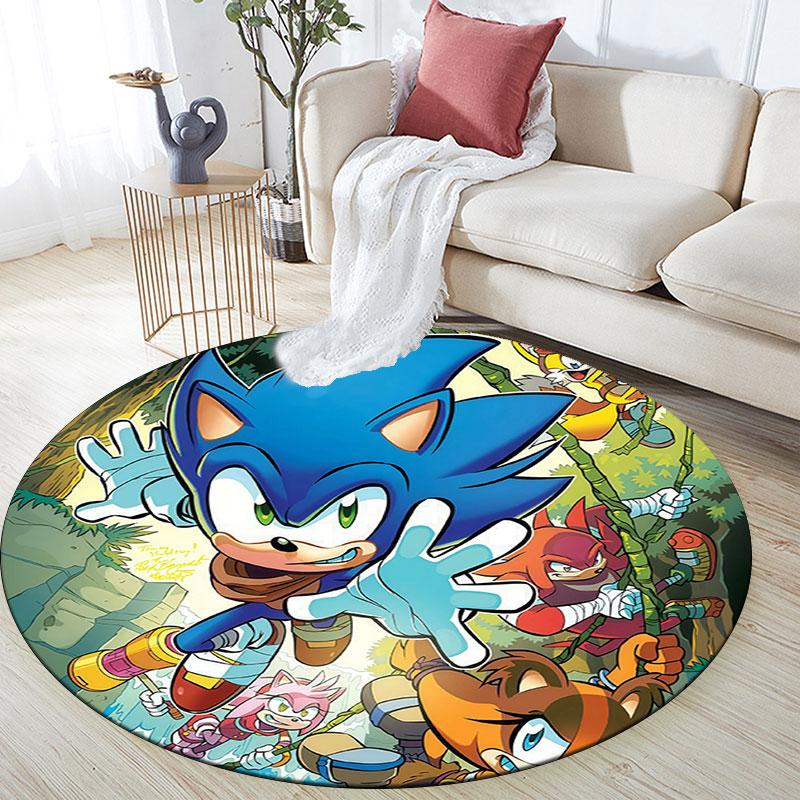 Sonic the Hedgehog,Round Area Rug,Carpet Rug for Living Room Bedroom Sofa Playroom Decor,Non-slip Floor Mat