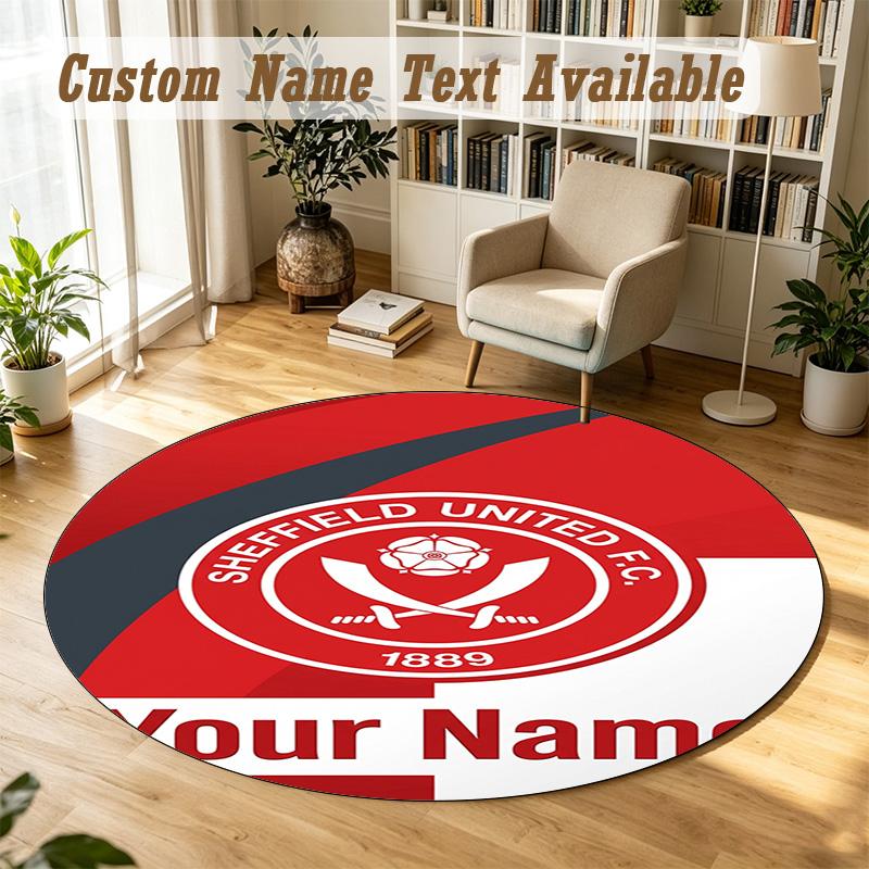 Covor Rotund Nume Personalizat Model Sheffield United FC Covor Antiderapant Decor Podea Casă