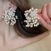 Handmade White Imitation Pearl Dangle Earrings for Women French Elegant Bridal Wedding Romantic Flower Tassel Pendant Earring K1