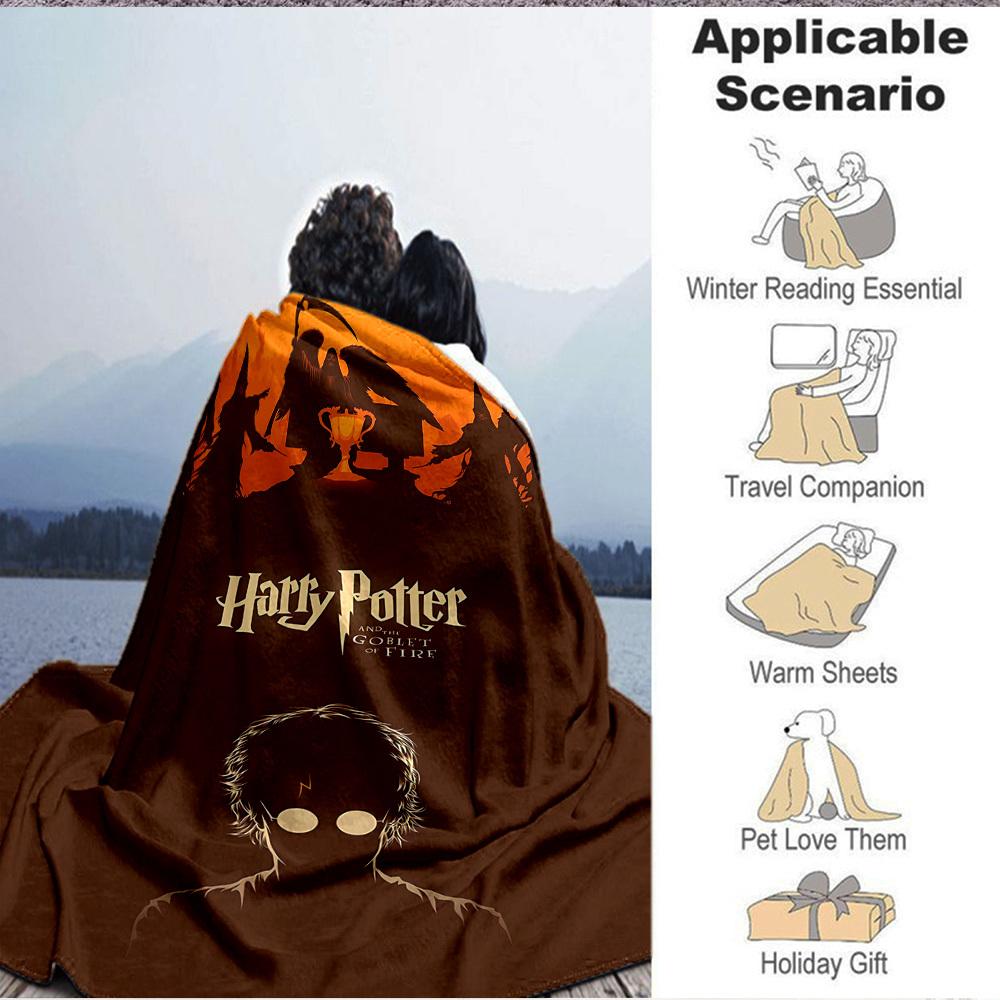 1pc Harry Potter Flannel Throw Blanket - HD Printed Lightweight Soft Warm All-Season Blanket for Sofa, Bed, Travel, Camping 021