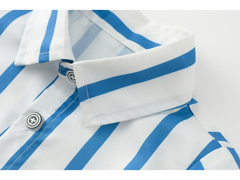 Boys' Striped Short-Sleeve Shirt & Overall Suit - European & American Style