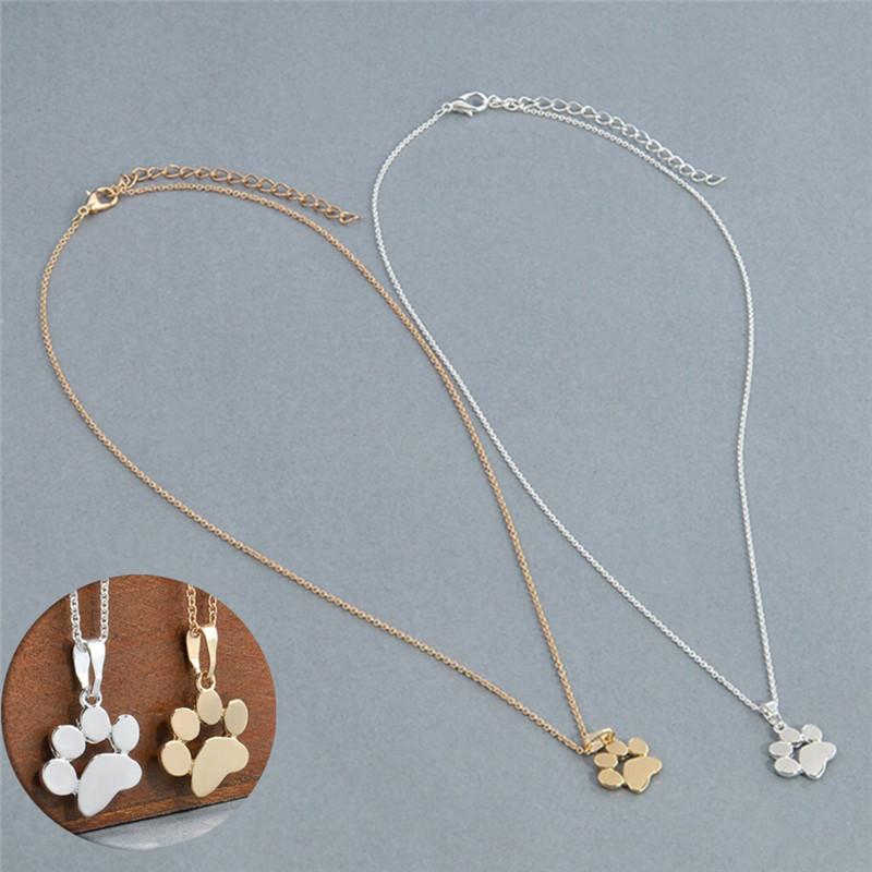 Fashion Women Cute Pets Dogs Footprints Cat Paw Pendant Chain Necklace Jewelry