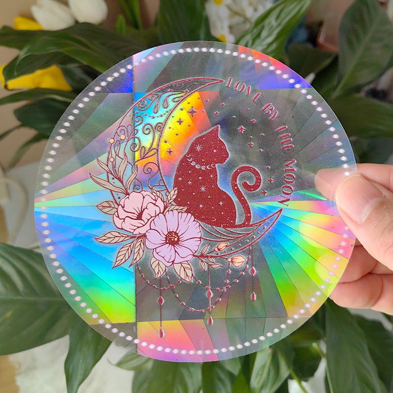 Sun Catcher Pvc Self Adhesive Glass Window Stickers Cat Moth Energy Suncatcher Wallpaper Rainbow Prisms Sticker Sunlight Decals