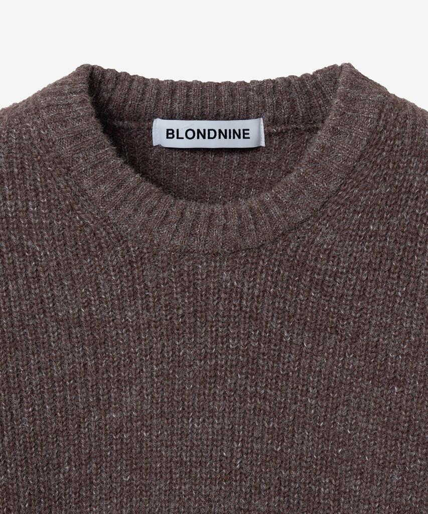 BLOND9 Grace Wool Rib Knit Sweater_Brown