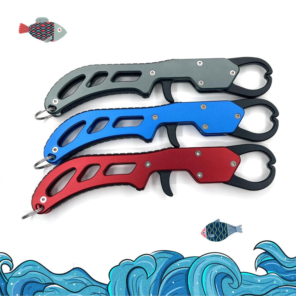 TOTOMOKA Fish Grip, Fish Catcher, Ultra Lightweight Aluminum with Rope (Gray)