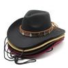 Western Cowboyhut Retro Jazzhut Wollhut Cowboy Filzhut Ethnischer Cowboyhut mit Windschutzseil