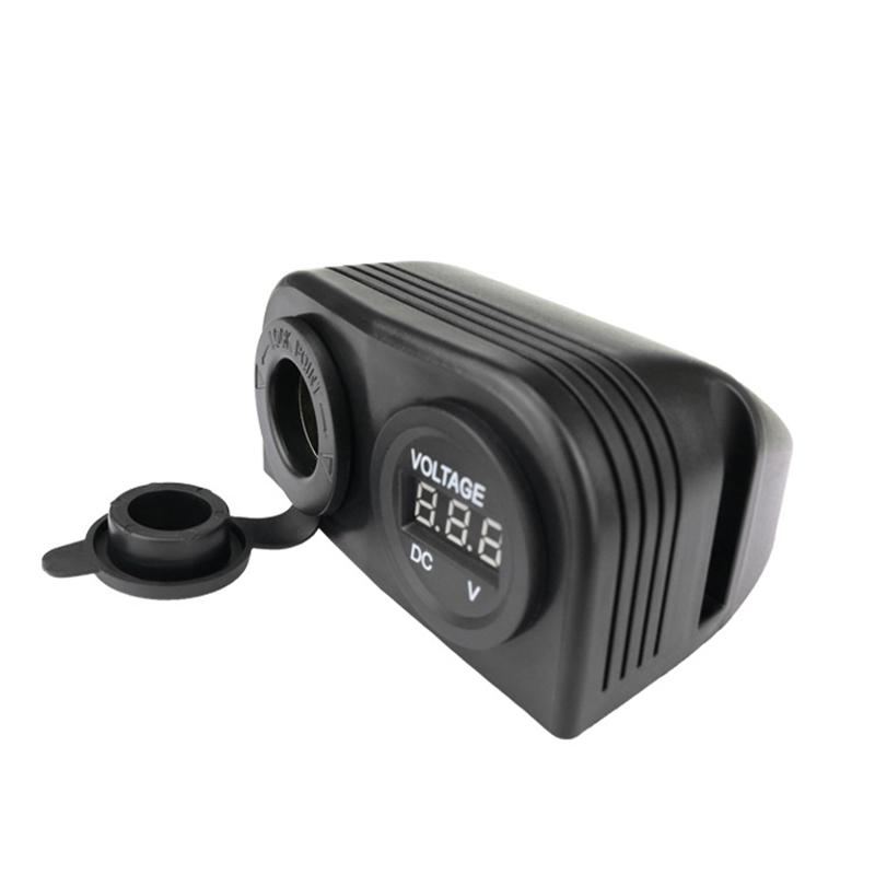 2 Hole Tent Base DC 12V LED Digital Voltmeter Power Outlet Socket Waterproof for Car Motorcycle Boat ATV RV