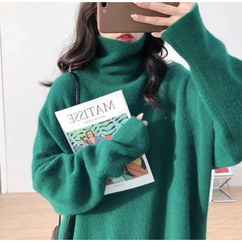 Women S High Neck Knit Pullover Sweater Loose Fit For Autumn Winter