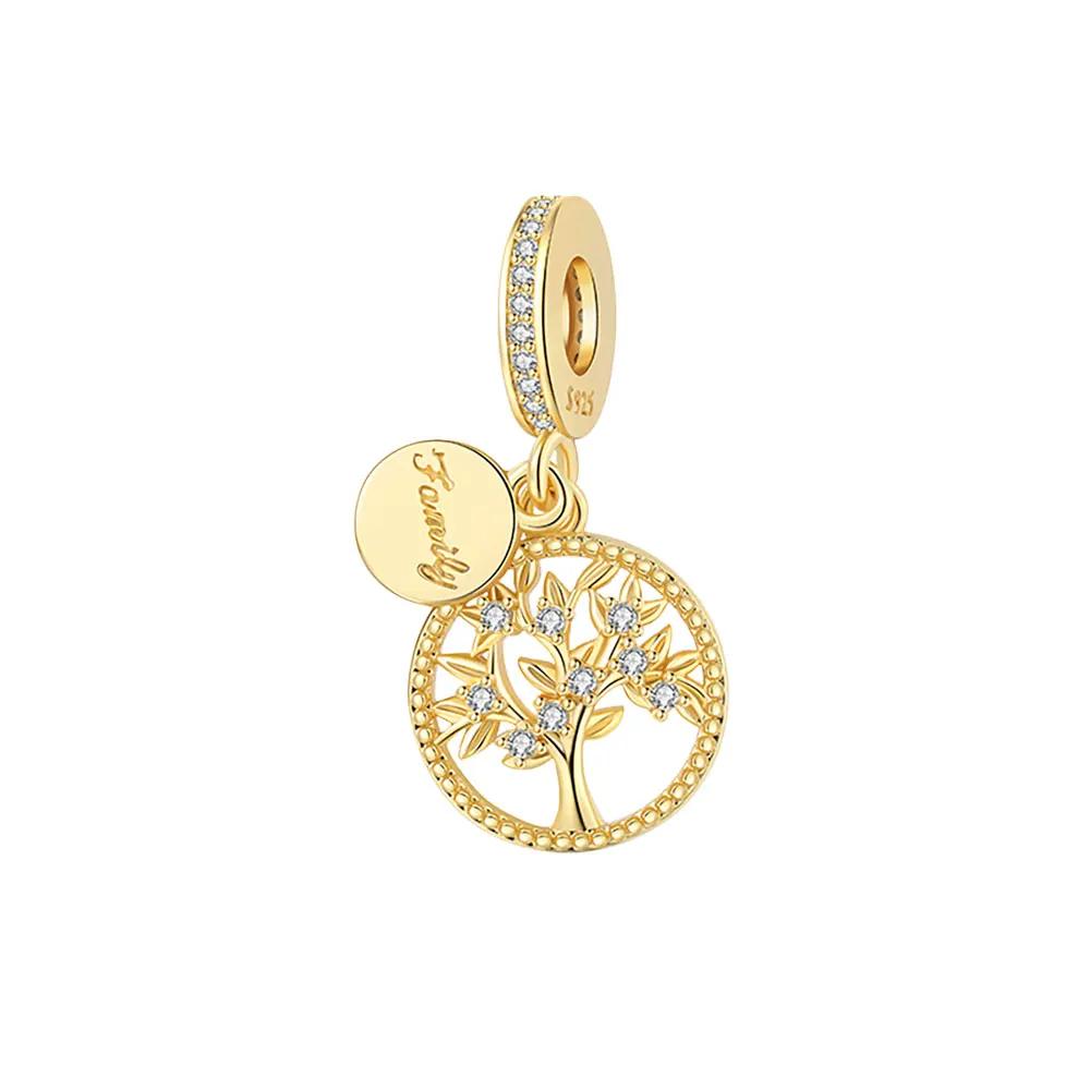 Silve Rose Gold Tree of Life Butterfly Series Charm Bead Component Compatible With 4mm Aperture Bracelet High Quality Fine Jewelry Charm Bead