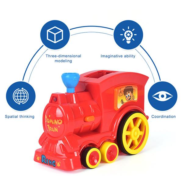 Electric Domino Train Car Automatic Set Up 60pcs Colorful Plastic Dominoes Toys Educational Toys Kids Gift