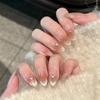 30Pcs Cat Eye Glitter Almond Fake Nails With Rhinestone Accents Sweet Simple Press On Manicure Tips