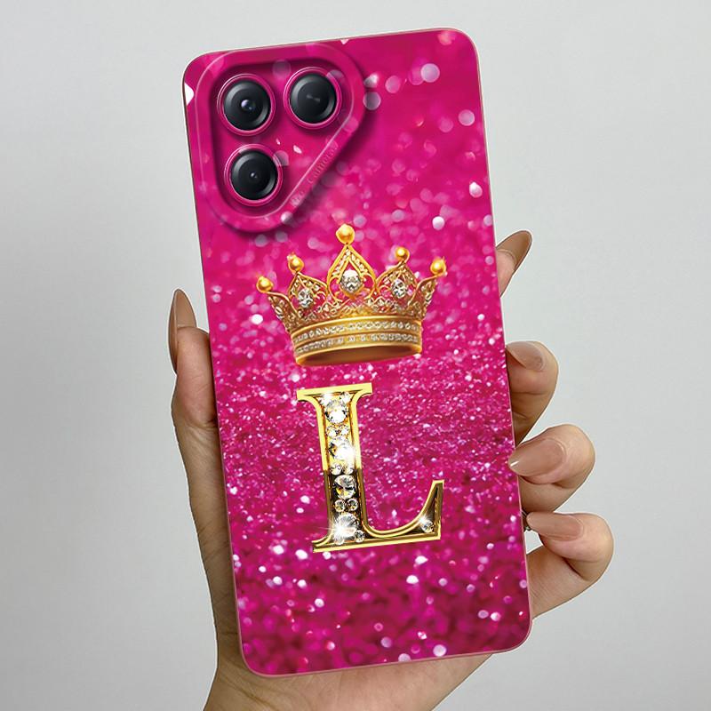For Tecno Pova 7 Neo Phone Case Crown Initial Letters Liquid Silicone Dustproof Full Protection For Tecno Pova 7Neo Funda Coques