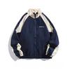 Retro Contrasting Splicing Stand Up Collar Jacket for Men, Spring and Autumn Trendy Brand Loose College Style Couple Casual Jacket