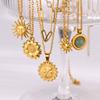 Geometrische Edelstahlkette für Damen Mode Sonne Sonnenblumen-Anhänger Schlüsselbein-Kette Ästhetischer Schmuck Zubehör Femme