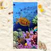 Colorful Coral Reef Sea Turtle Beach Towel, Tropical Fish Print Quick-Dry Towel