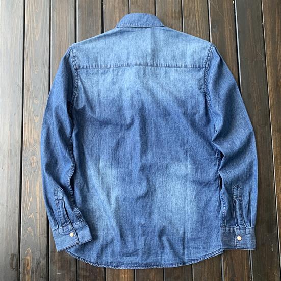 Men Shirt Solid Color Loose Long Sleeve Single-breasted Cardigan Warm Turn-down Collar Mid Length Autumn Denim Shirt for Daily Wear