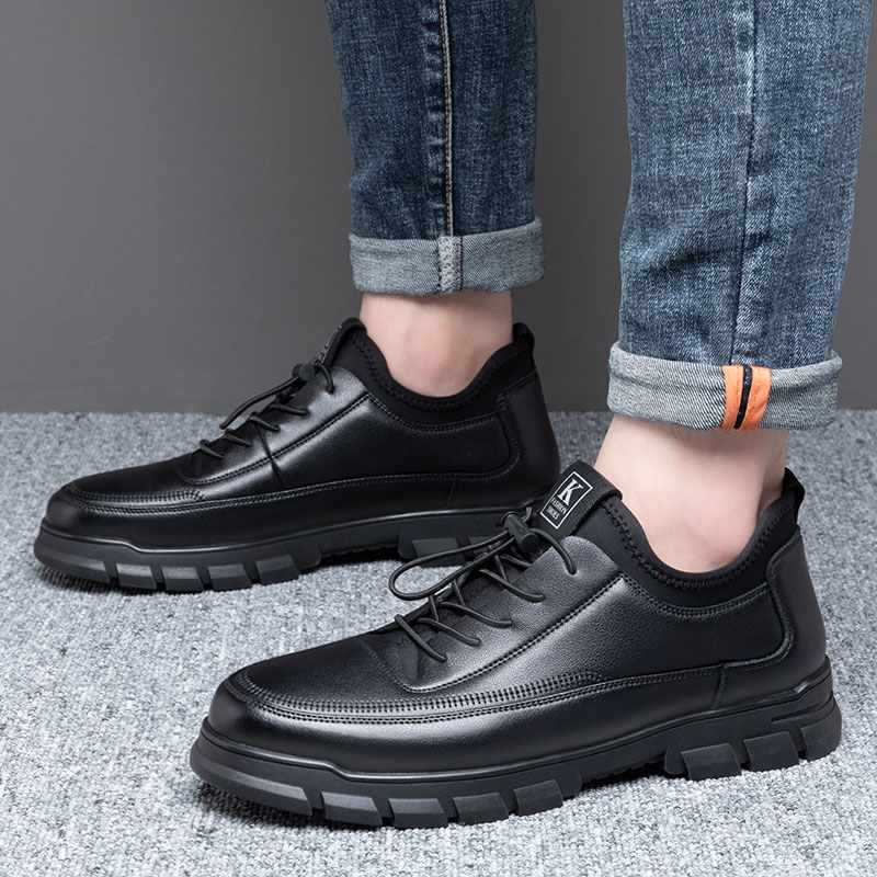 Men's Leather Shoes New Style with Business Casual Shoes for Men Live Broadcast and Lightweight British Style Leather Shoes
