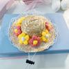 Pet Sombrero Straw Hat Mini Dog Sun Protection Hat with Flower Adjustable Hawaii Sun Bucket Cap Summer Beach Hat for Small Medium Dogs Cats