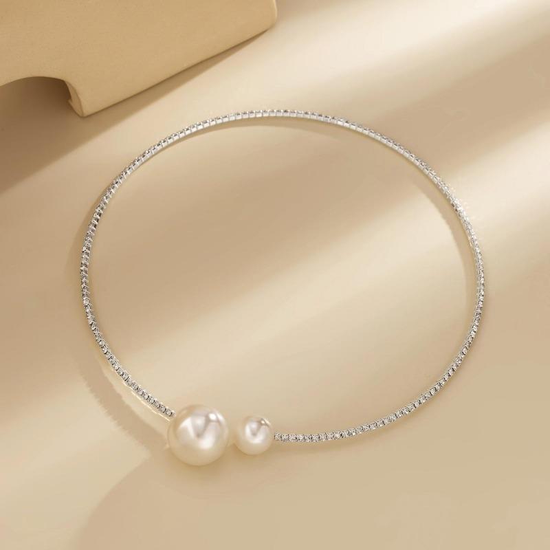 1Pc Chain Around The Neck for Women Goth Baroque Pearl Pendant Necklace for Women Vintage Irregular Open Collar Necklace Punk Aesthetic Jewelry